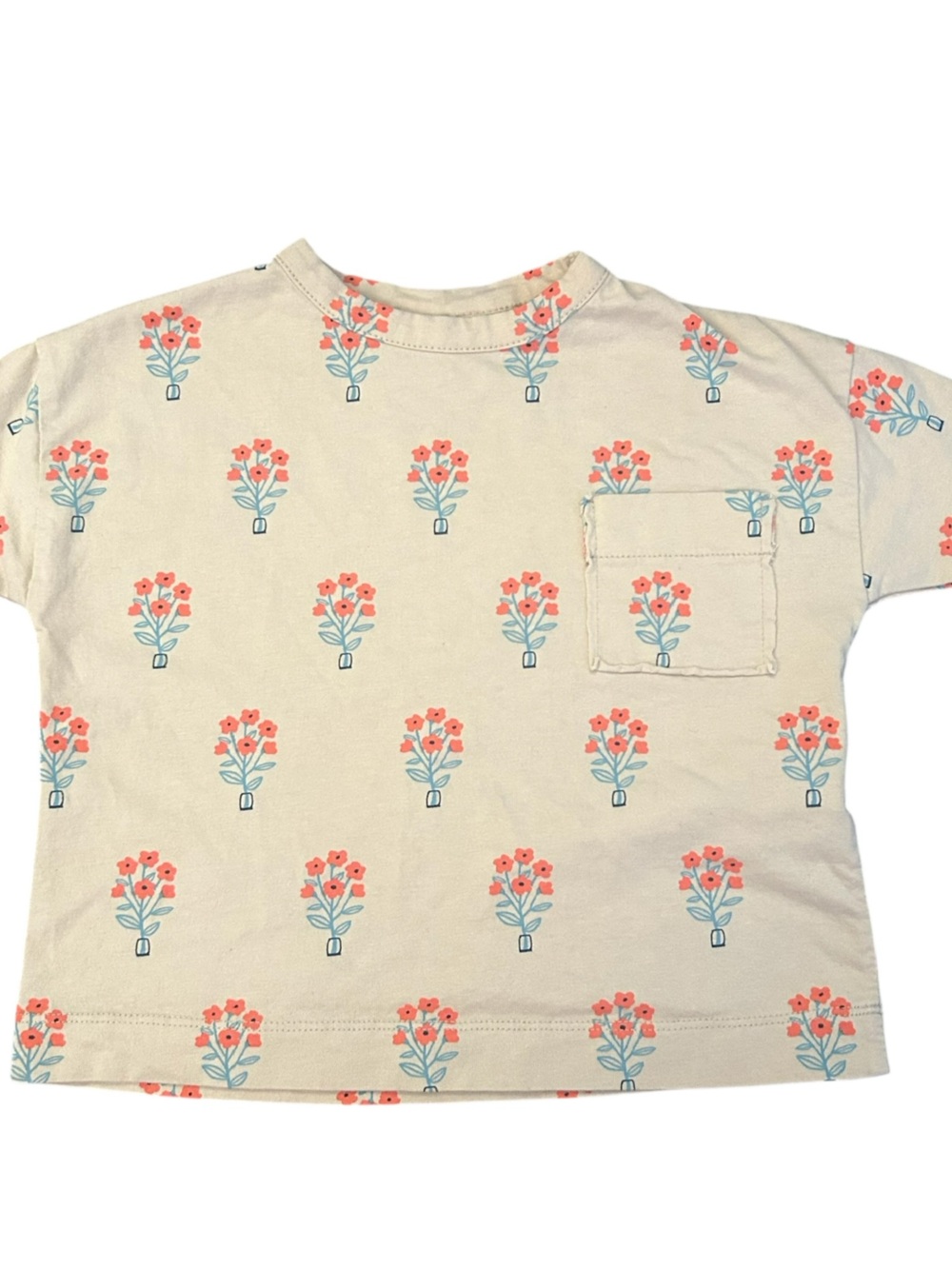 Zara Baby Floral Print Pocket T-Shirt 9-12 Months
